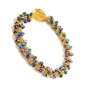 Beaded Spiral Bracelet Making Kit: Crystal Beads, Gold Clasp (Video Tutorial Only)