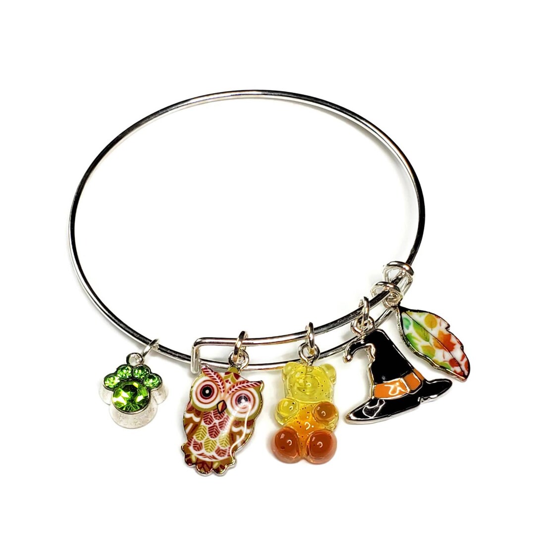 Halloween Charm Bracelet Expandable Wire Charm Fall Halloween Bracelet