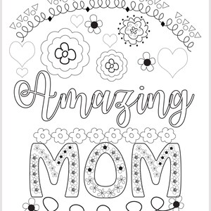 Cartão para colorir adulto floral dia das mães 5 x 7 cartão incrível mãe doodles cartão para colorir DIY ou arte emoldurada