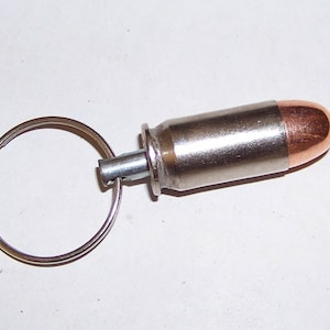Bullet Key Chain Nickel .45 Caliber ACP Recycled Total Metal Jacket
