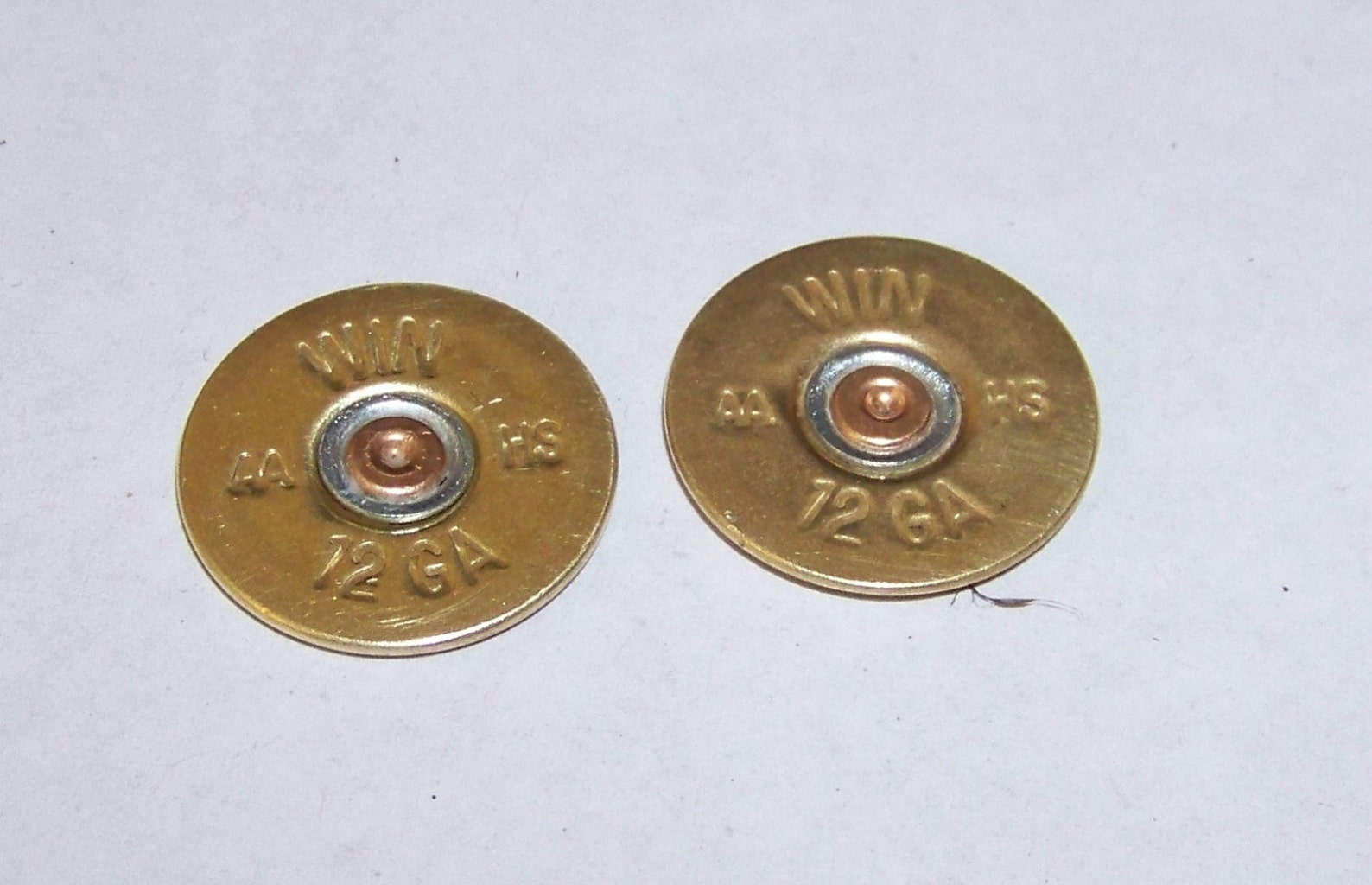 12 gauge shotgun shell cut brass ends Lot of 10 for 1 - изображение.