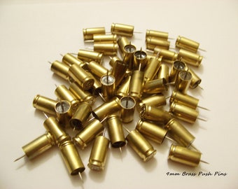 Genuine 9mm Luger Bullet Push Pins Set of 8 Brass Polished Push Pins New Package