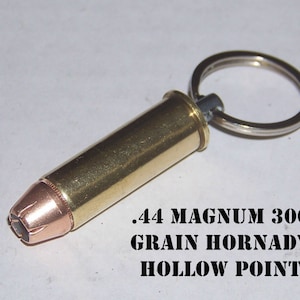 Bullet Key Chain Brass .44 MAGNUM Caliber ACP Recycled Total Metal Jacket Hollow Point