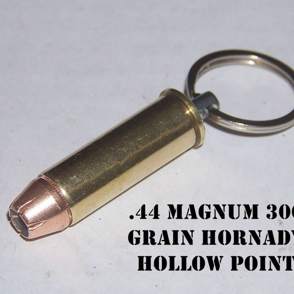 Bullet Key Chain Brass .44 MAGNUM Caliber ACP Recycled Total Metal Jacket Hollow Point