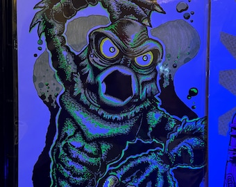 Creature from the Black Lagoon Blacklight Glow Print 11x17