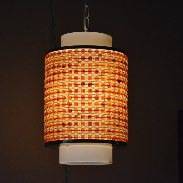 Mid Century Modern Unusual Beaded Hanging Swag Light Lamp Fixture Vintage Lightcraft of California