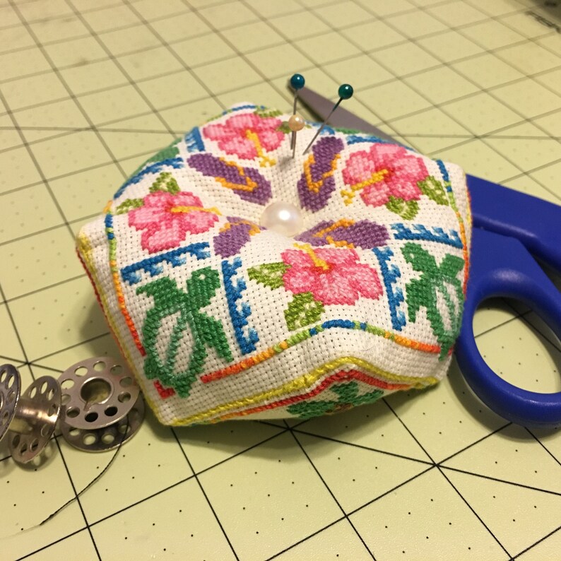 Tropical Biscornu Pincushion Cross Stitch Pattern Only Etsy