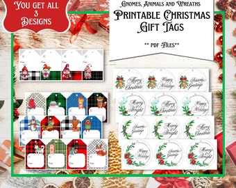 Gnomes, Animals and Wreath Christmas Tags | PDF