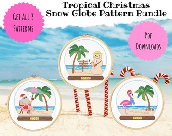 Tropical Christmas Snow Globes | Cross Stitch Pattern Bundle | PDF