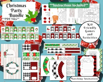 Christmas Party Bundle Printables | Decorations, Invites,  Games and more
