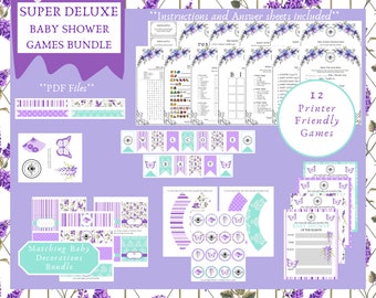 Regency Baby Shower Super Deluxe Bundle | 12 games and Matching Decorations | PDF only