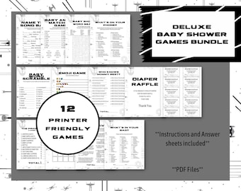 Star War Baby Shower Games Deluxe Bundle | 12 games | Printer Friendly | PDF only