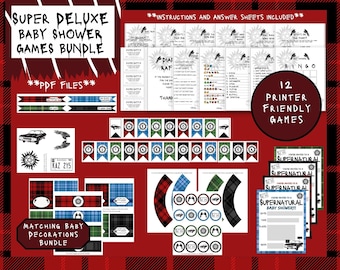 Super Natural Baby Shower Super Deluxe Bundle | 12 games | Decorations | PDF only