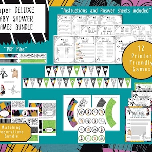 Nightmare Baby Shower Super Deluxe Bundle | 12 games and Matching Decorations | PDF only