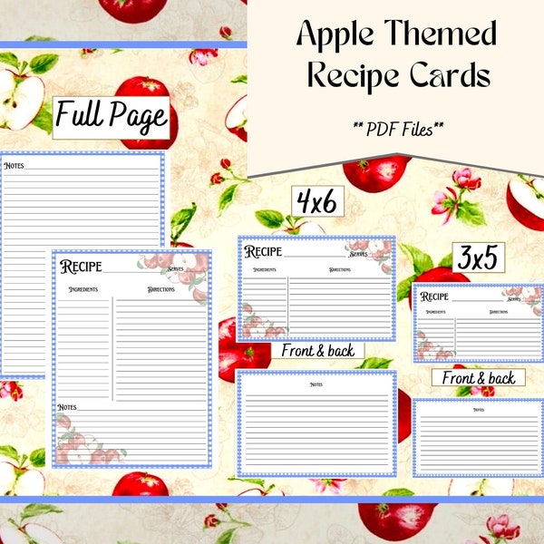 Blank Recipe Cards - Etsy