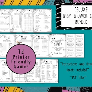 Nightmare Baby Shower Games Deluxe Bundle | 12 games | Printer Friendly | PDF only