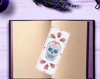 Day of the Dead Sugar Skull Bookmark cross stitch (pattern only)