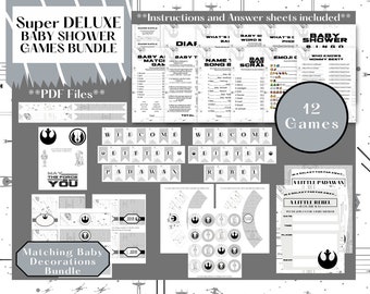 Star Battle Baby Shower Super Deluxe Bundle | 12 games and Matching Decorations | PDF only