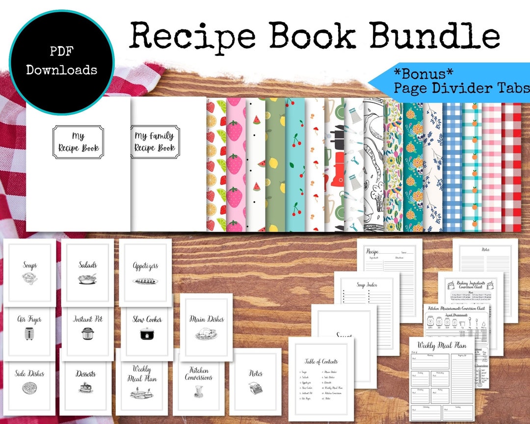 Recipe Book Bundle PDF Only Etsy
