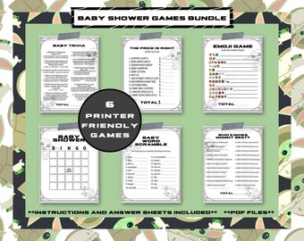 Un paquete de juegos para baby shower para niños / 6 juegos / Apto para impresoras / Solo PDF