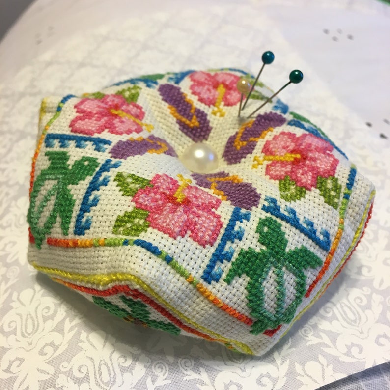 Tropical Biscornu Pincushion Cross Stitch pattern Only Etsy