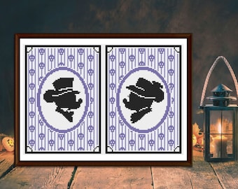 Mr mouse and Miss mouse Spooky Silhouette cross stitch (pattern only)