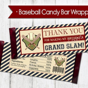 Baseball Candy Bar Wrapper - Instant Download, Baseball Party Favors, Printable Baseball Treat, Baseball Birthday Party Favor