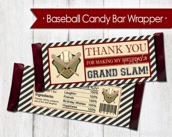 Baseball Candy Bar Wrapper - Instant Download, Baseball Party Favors, Printable Baseball Treat, Baseball Birthday Party Favor