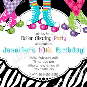 Roller Skating Thank You Cards Instant Download, Roller Skate Party, Roller Skate Thank You, Roller Rink Party, Neon Roller Skate Party image 2