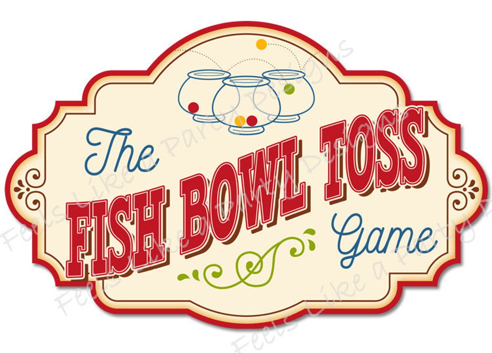 Red Fish Bowl Toss Game Sign DIY Instant Download Carnival Etsy