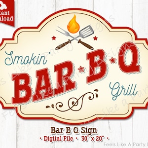 BarBQ Sign - DIY Instant Download, Carnival Sign, BBQ Booth Sign, BBQ Stand Sign, Printable Carnival Sign, Barbecue Banner