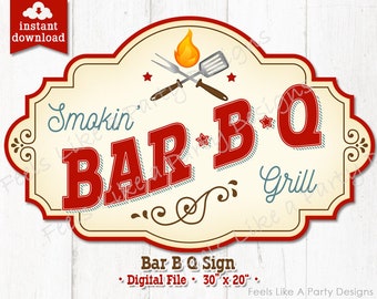 BarBQ Sign - DIY Instant Download, Carnival Sign, BBQ Booth Sign, BBQ Stand Sign, Printable Carnival Sign, Barbecue Banner