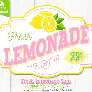 Lemonade Stand Sign - DIY Instant Download, Lemonade Banner, Lemonade Booth, Lemonade Kiosk, Carnival Sign, Carnival Booth Sign