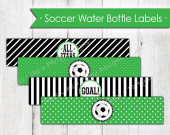 Soccer Water Bottle Wrappers - Instant Download