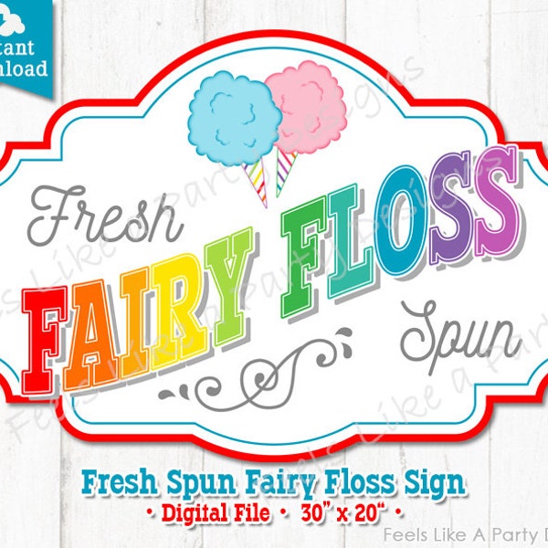 Colorful Fairy Floss Sign - DIY Instant Download, Carnival Signs, Fairy Floss Banner, Cotton Candy Stand, Circus Sign, Carnival Stand Sign