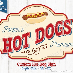 Custom Hot Dog Sign - Digital Download, DIY Printable Sign, Hotdog Stand Sign, Hot Dog Booth, Carnival Stand, Carnival Booth Sign