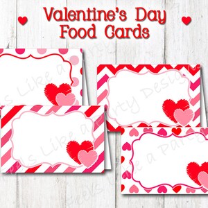 Valentine's Day Food Cards - Instant Download