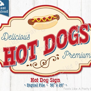Hot Dog Sign - DIY Instant Download, Carnaval Teken, Hot Dog Booth Teken, Hot Dog Stand Teken, Afdrukbaar Carnaval Teken, Hot Dog Banner