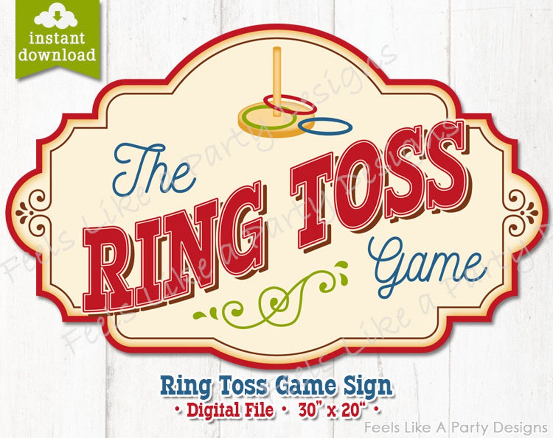 Red Ring Toss Game Sign DIY Instant Download, Carnival Sign, Ring Toss