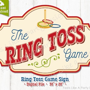 Red Ring Toss Game Sign - DIY Instant Download, Carnival Sign, Ring Toss Banner, Ring Toss Booth Sign, Carnival Game Sign