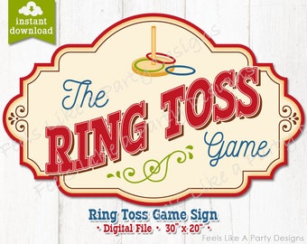 Red Ring Toss Game Sign - DIY Instant Download, Carnival Sign, Ring Toss Banner, Ring Toss Booth Sign, Carnival Game Sign