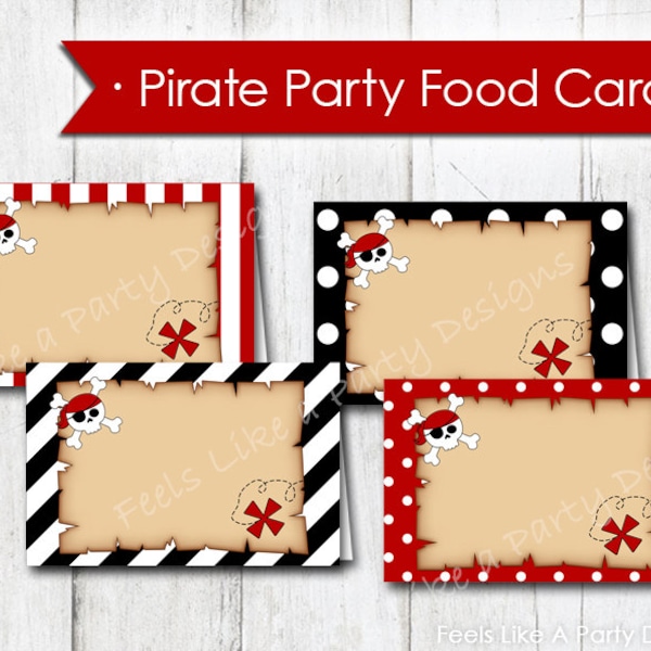 Pirate Food Cards - Instant Download, Pirate Food Tents, Pirate Party Decor, Pirate Party Favors, Pirate Party Treat Labels