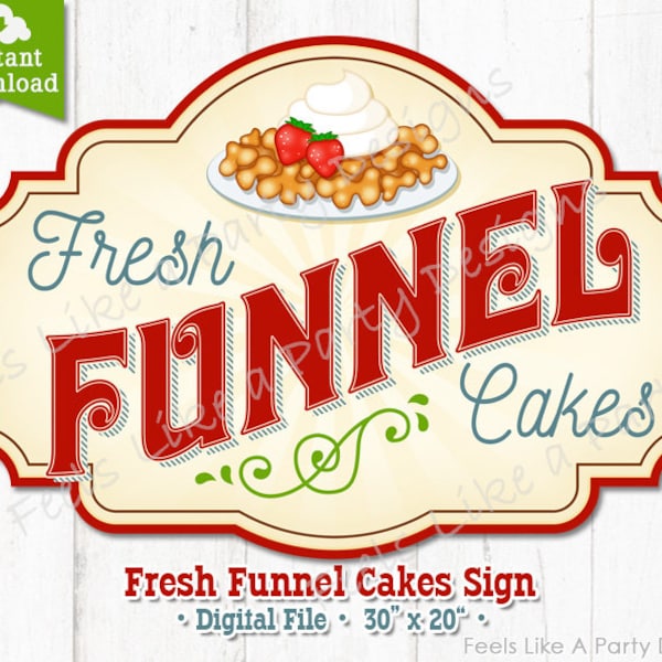 Funnel Cakes Sign - DIY Instant Download, Carnival Sign, Printable Carnival Sign, Funnel Cake Booth, Funnel Cake Kiosk, Funnel Cake Banner