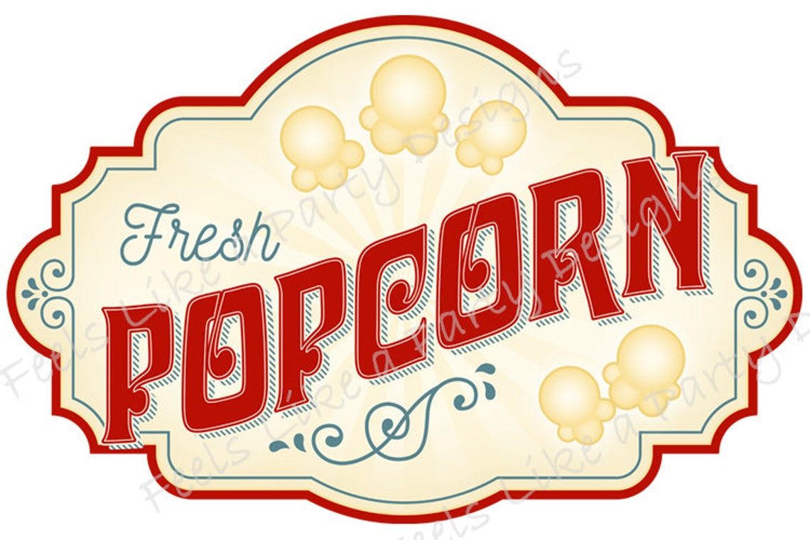 Popcorn Sign DIY Instant Download Carnival Sign Printable Etsy