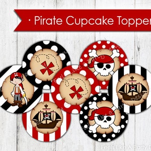 Pirate Cupcake Toppers - Instant Download, Pirate Favors, Pirate Treats, Pirate Party, Pirate Toppers, Pirate Birthday Party Favor