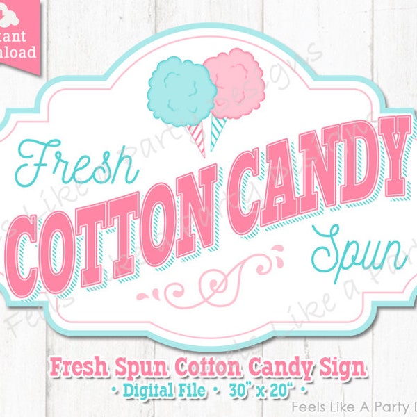Cotton Candy Sign - DIY Instant Download, Carnival Signs, Cotton Candy Banner, Cotton Candy Stand, Circus Sign, Carnival Stand Sign