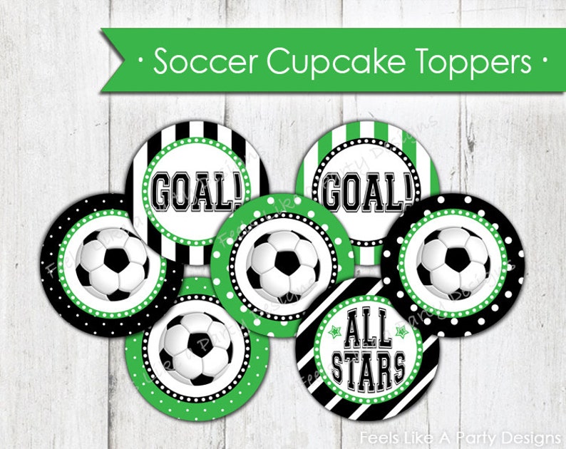 Soccer Cupcake Toppers Instant Download, Soccer Favors, Printable Soccer Cupcake Toppers, Soccer Cupcakes, Soccer Party Treats image 1