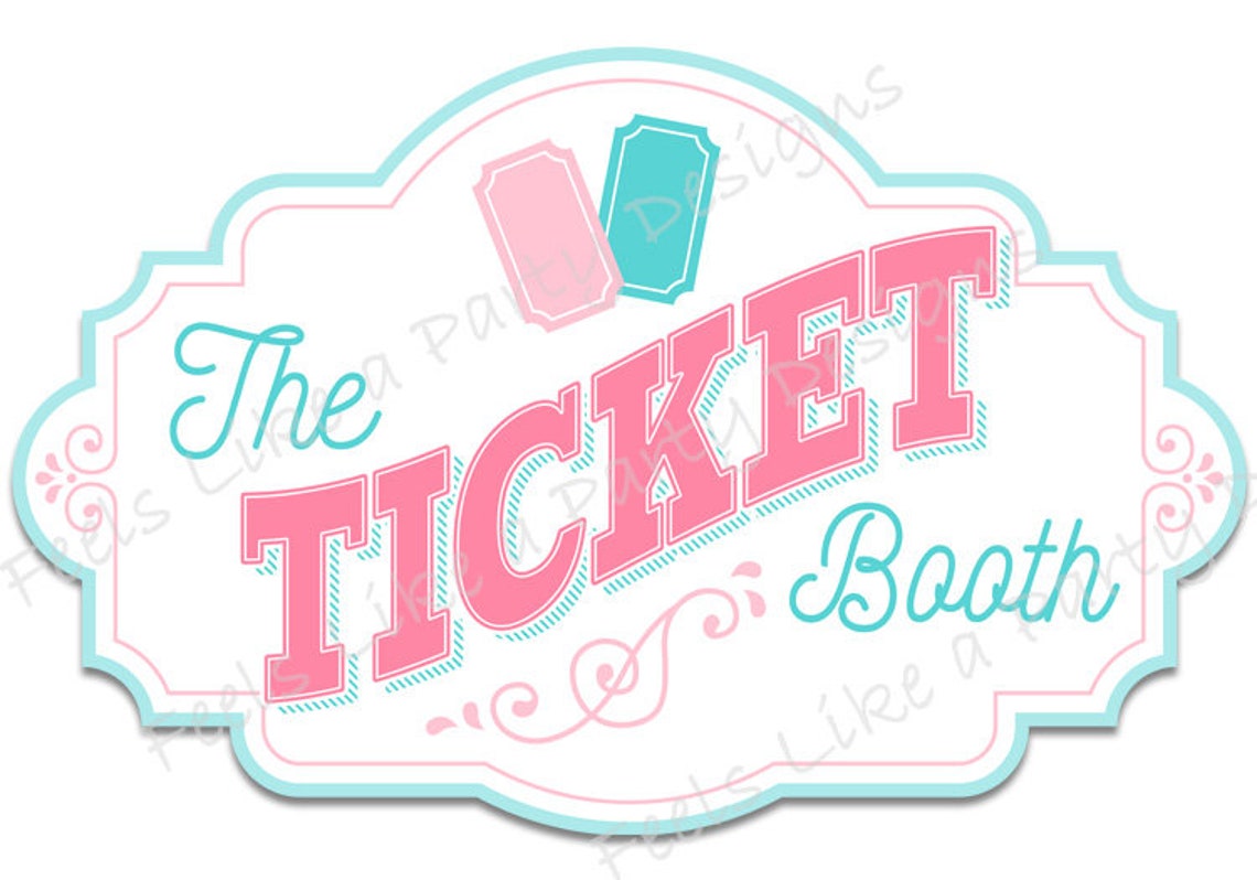 Pink and Blue Ticket Booth Sign - DIY Instant Download, Carnival Sign ...