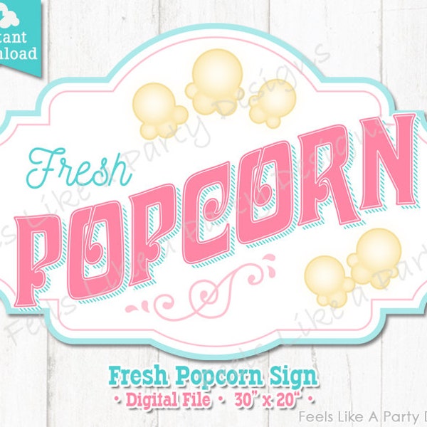 Popcorn Sign - DIY Instant Download, Carnival Sign, Printable Carnival Sign, Popcorn Booth, Popcorn Kiosk, Popcorn Banner