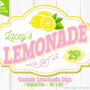 Custom Lemonade Stand Sign - Digital Download, Fai da te Printable Sign, Lemonade Banner, Lemonade Booth, Lemonade Kiosk, Carnival Booth Sign